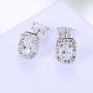 EMERALD-CUT WHITE CUBIC ZIRCONIA EARRINGS